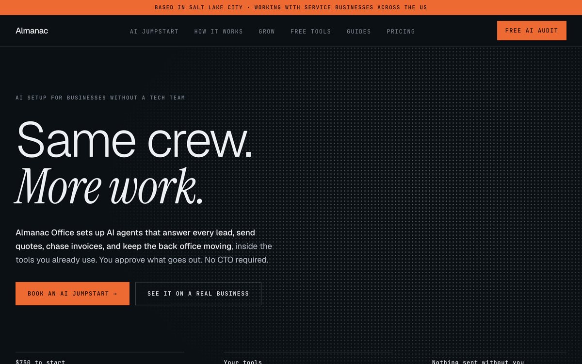 Almanac Office: Same crew. More work. AI setup for service businesses